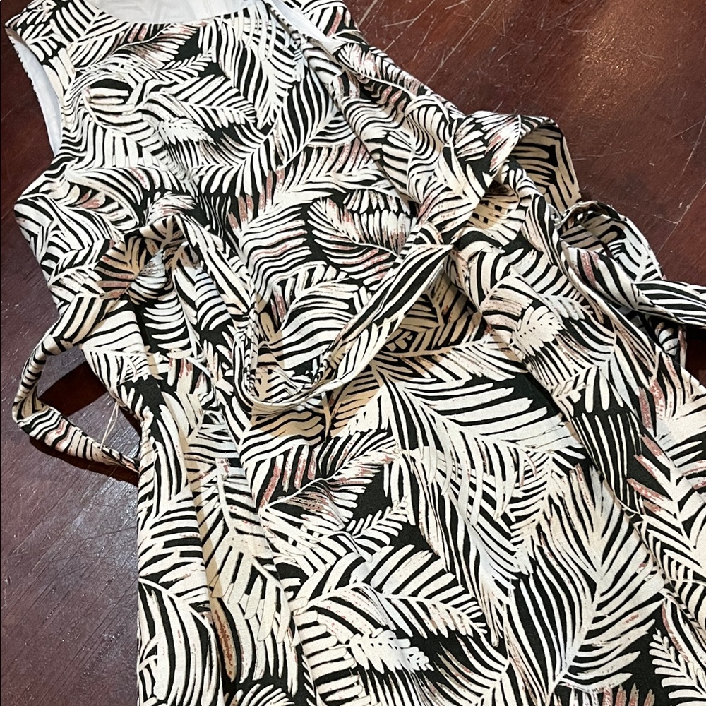 Anne Klein Cream and Brown Leaf Pattern Midi Dress - Picture 7 of 13
